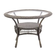 ALATERRE FURNITURE Carolina 42" Diameter All-Weather Wicker Outdoor Dining Table with Glass Top AWWM02MM